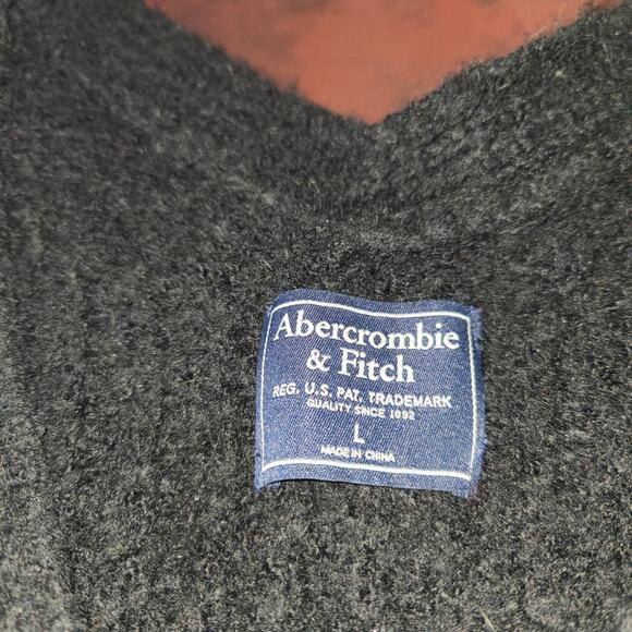 Abercrombie & Fitch Black Knit Cardigan Womens L‎ Textured Cropped Ballon Sleeve - Picture 2 of 11